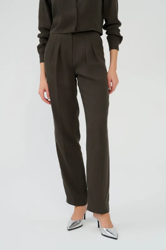 Saint Body Pleated Fabric Pants Brown sold by Ivalo.com