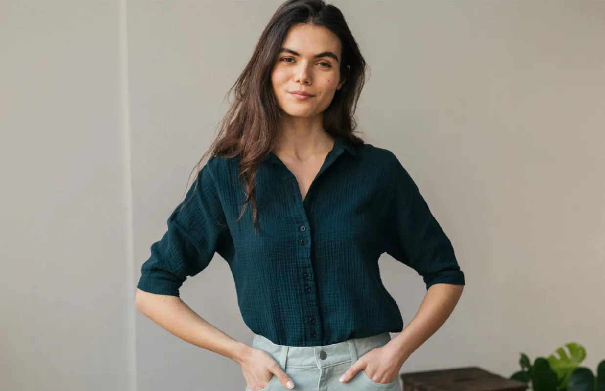 Guguan Blouse Deep Sea Turquoise sold by Ivalo.com