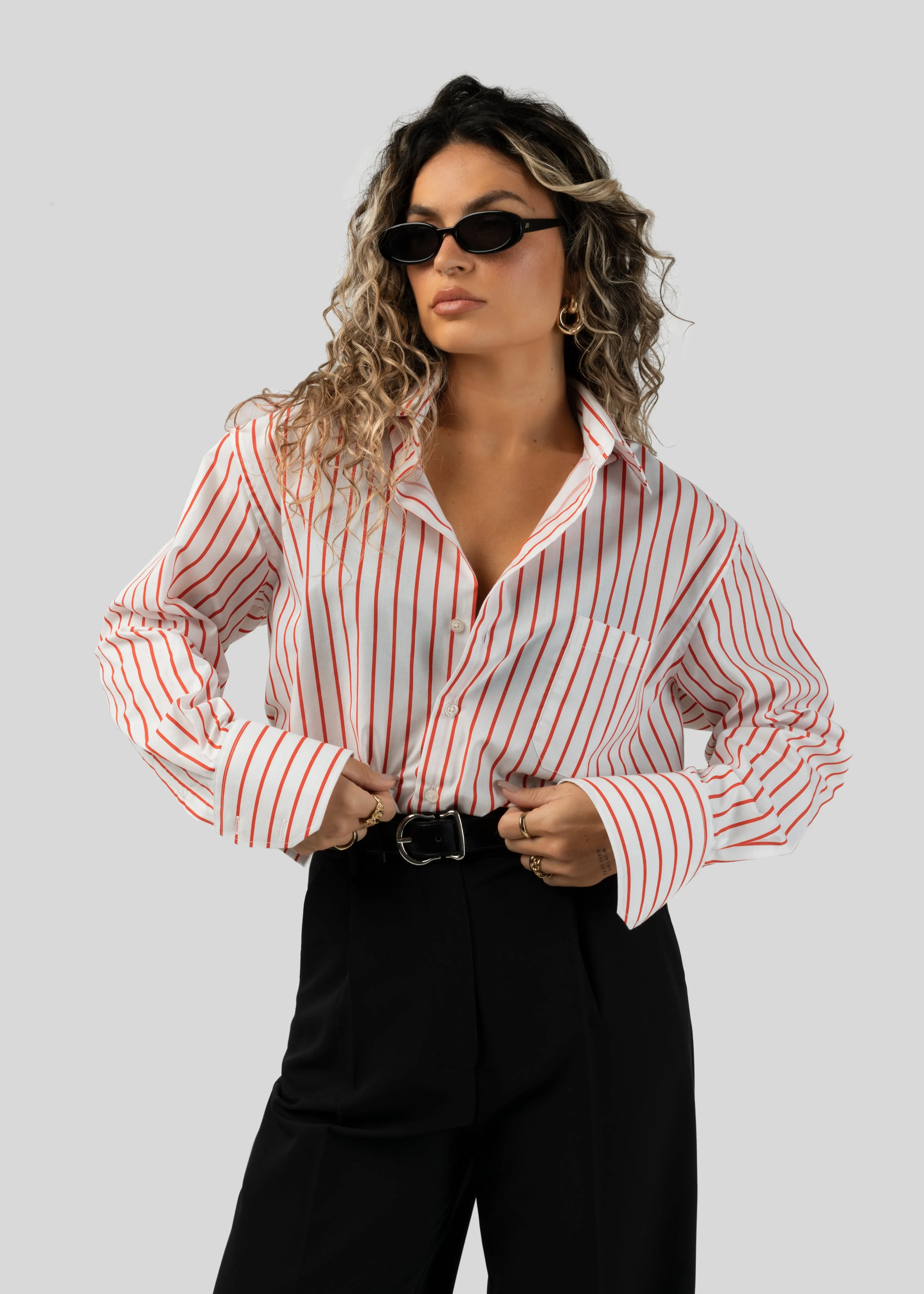 The Boyfriend Shirt Red & White Stripes sold by Ivalo.com