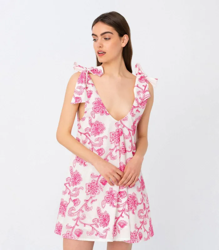 Floral Embroidered Low Back Mini Dress Pink sold by Ivalo.com