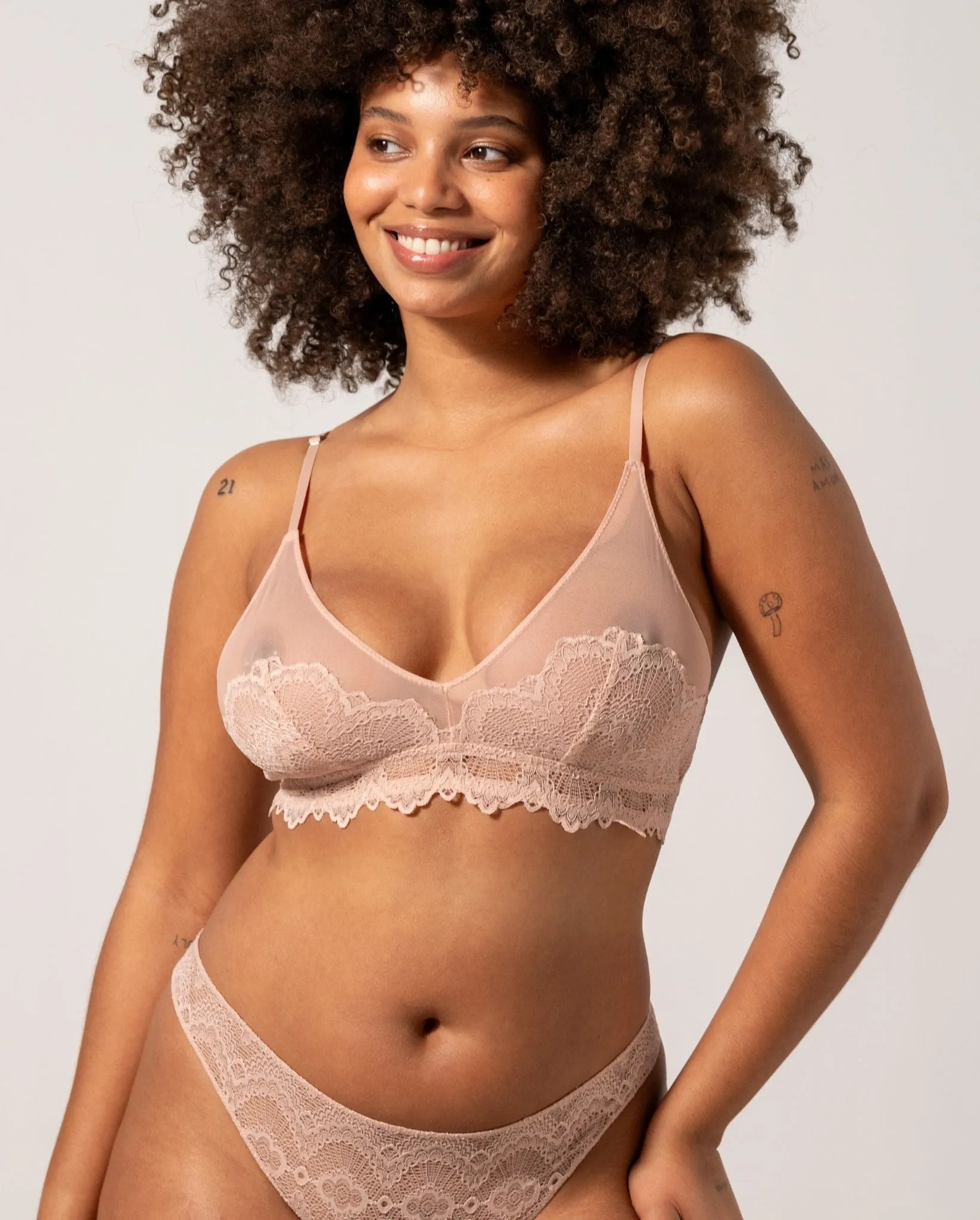 Lace Mesh Triangle Bralette Nude sold by Ivalo.com product image thumbnail 2