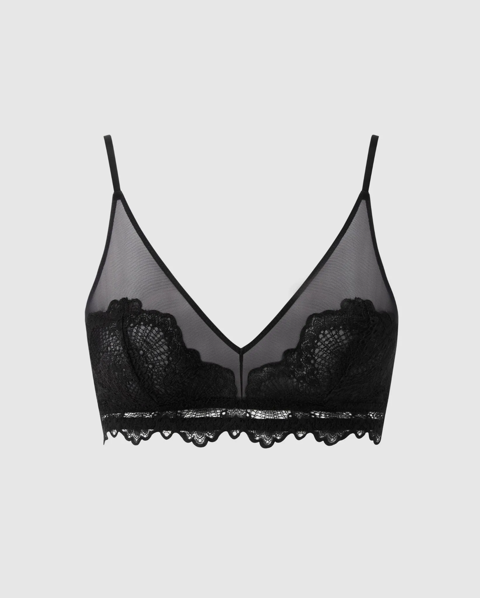 Lace Mesh Triangle Bralette Black sold by Ivalo.com
