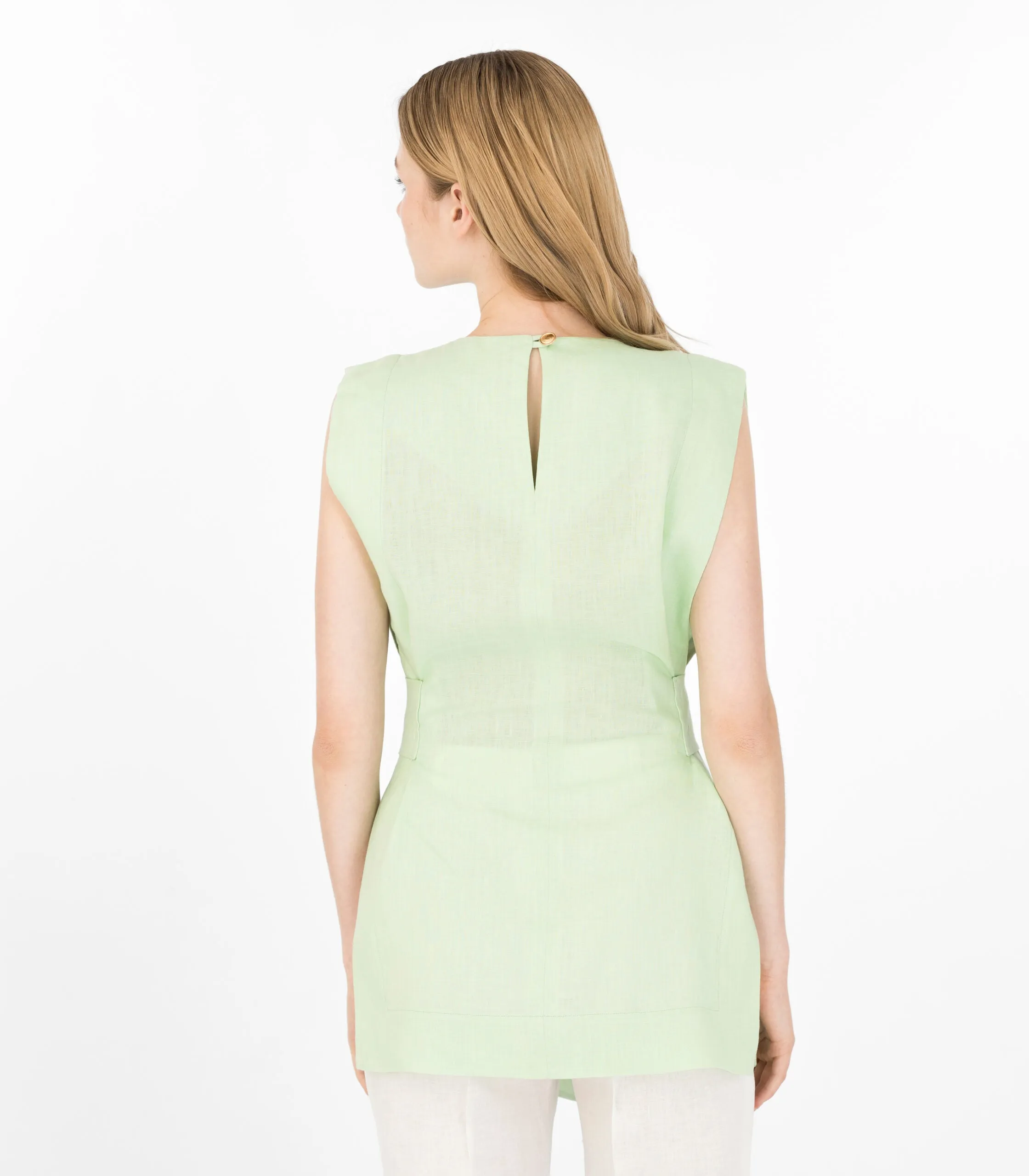 Pistachio Sleeveless Linen Top Green sold by Ivalo.com product image thumbnail 2