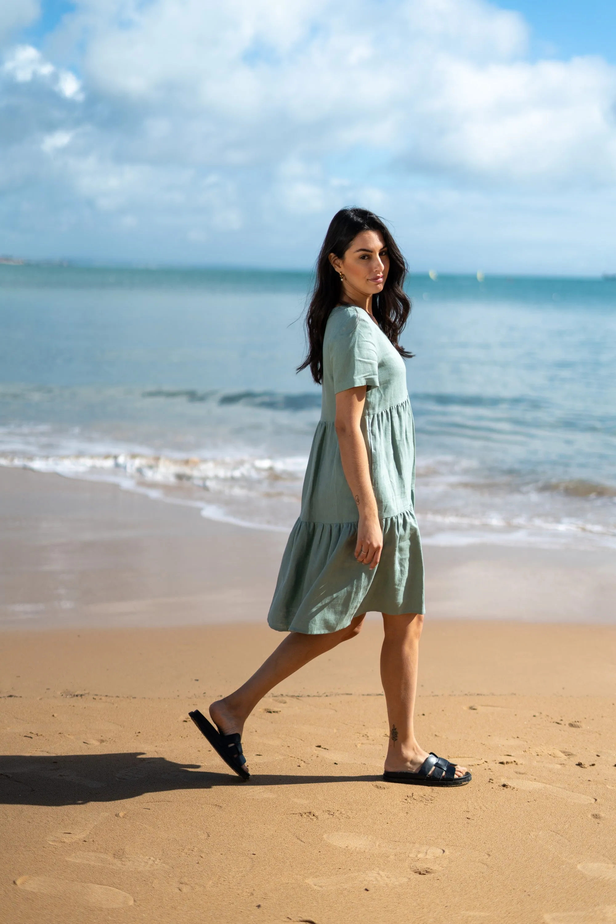 Linen Layer Dress Desert Sage Green sold by Ivalo.com product image thumbnail 4