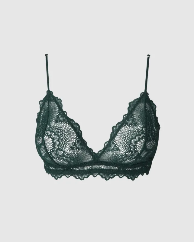 Lace Triangle Bralette Pine Green sold by Ivalo.com