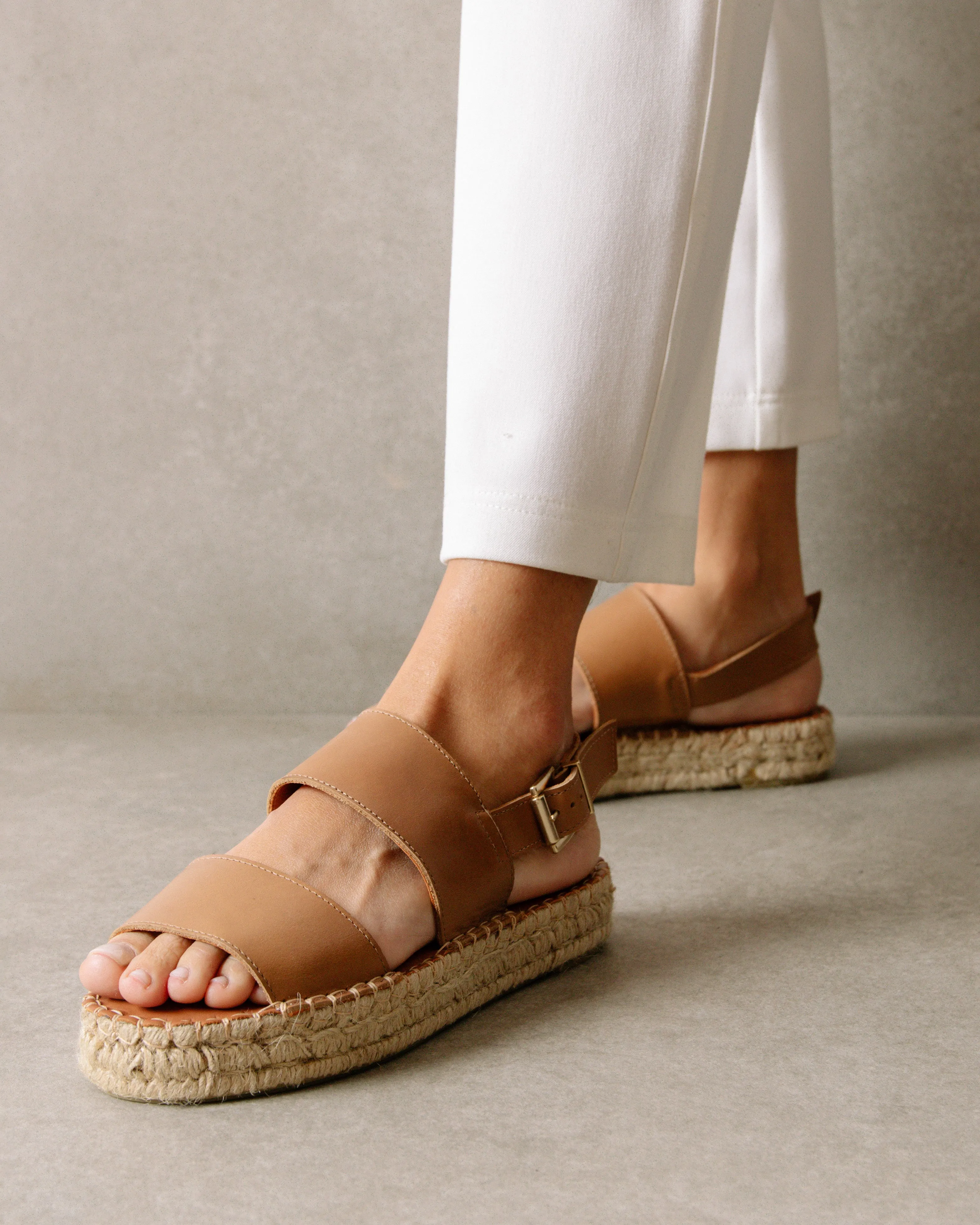 Double Strap Espadrille Sandals Caramel sold by Ivalo.com