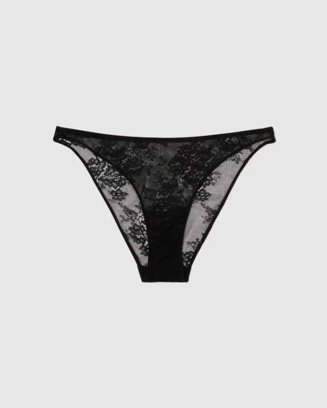 Floral Lace Bikini Briefs Black sold by Ivalo.com