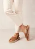 Crossed Leather Espadrille Sandals Brown sold by Ivalo.com