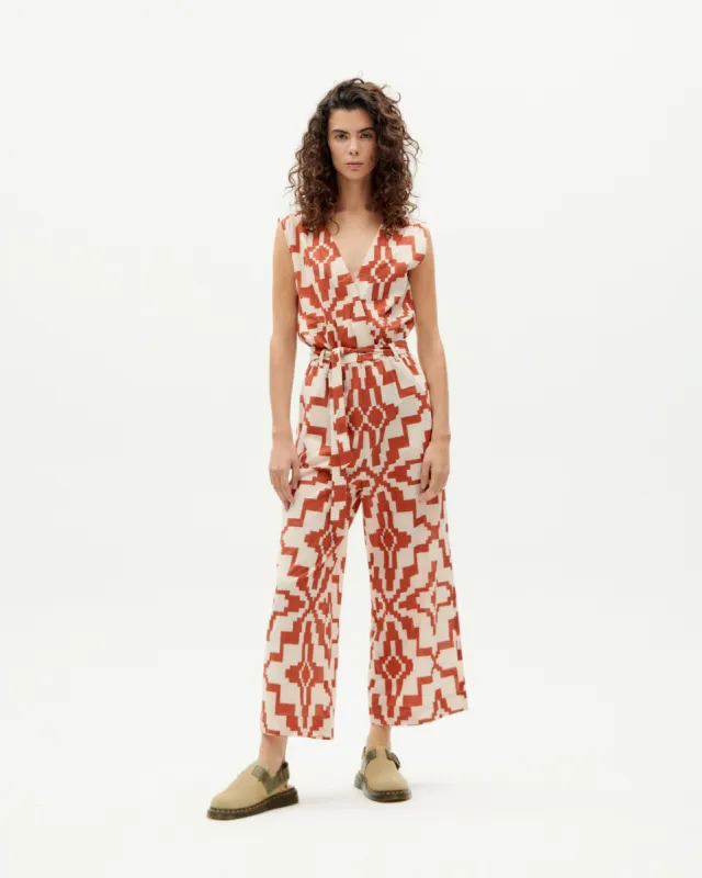Winona Jumpsuit Microchip Illusion Orange made by Thinking Mu