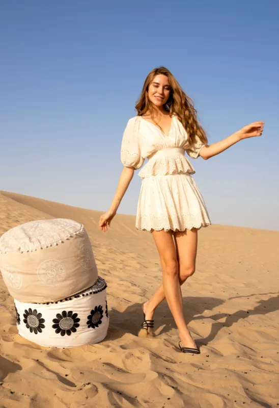 Mykonia Eyelet Embroidered Pleated Shorts sold by Ivalo.com