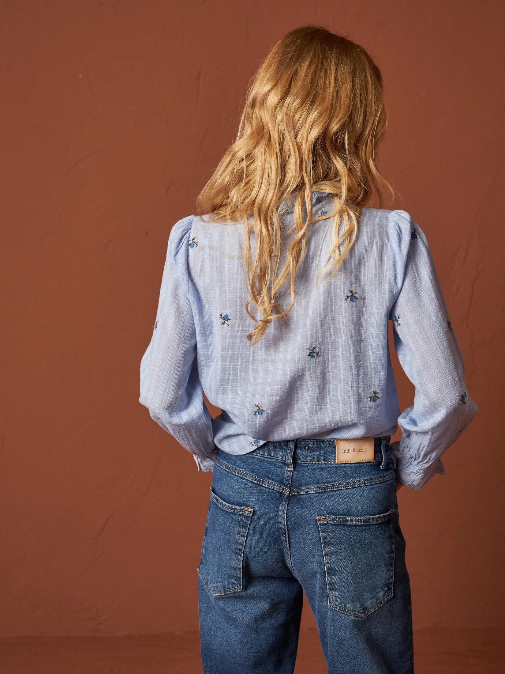 Embroidered Gauze Shirt Blue sold by Ivalo.com product image thumbnail 3