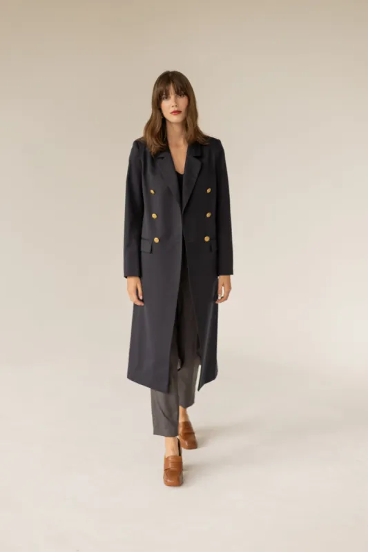 Trench With Gold Buttons Navy Blue sold by Ivalo.com
