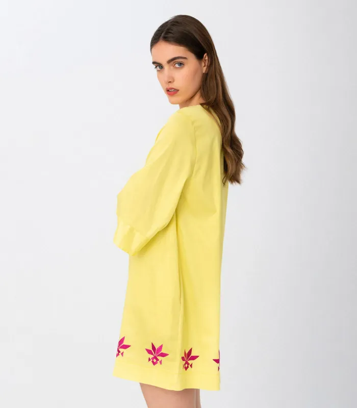 Embroidered Mini Dress Yellow sold by Ivalo.com