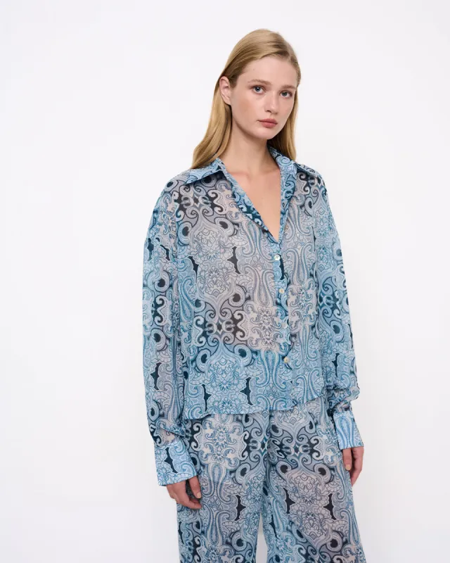 Pacifico Print Oversize Shirt Blue sold by Ivalo.com