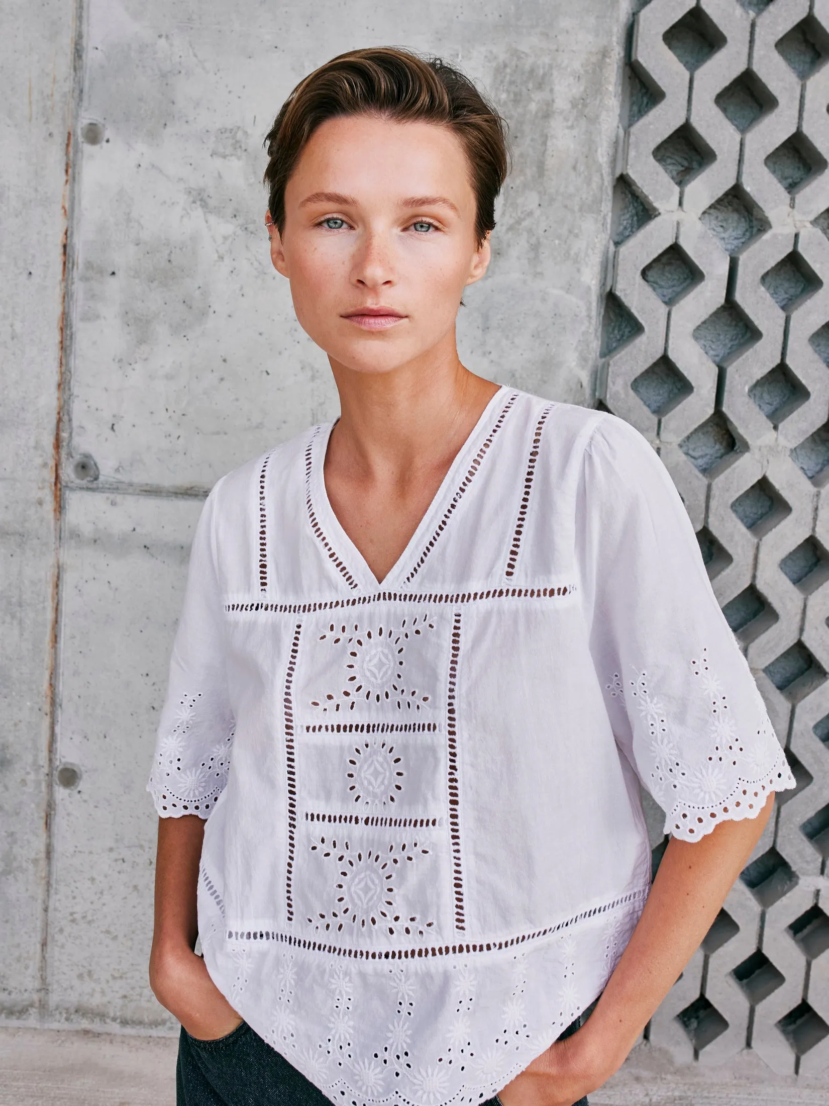 Short Sleeve Blouse White sold by Ivalo.com