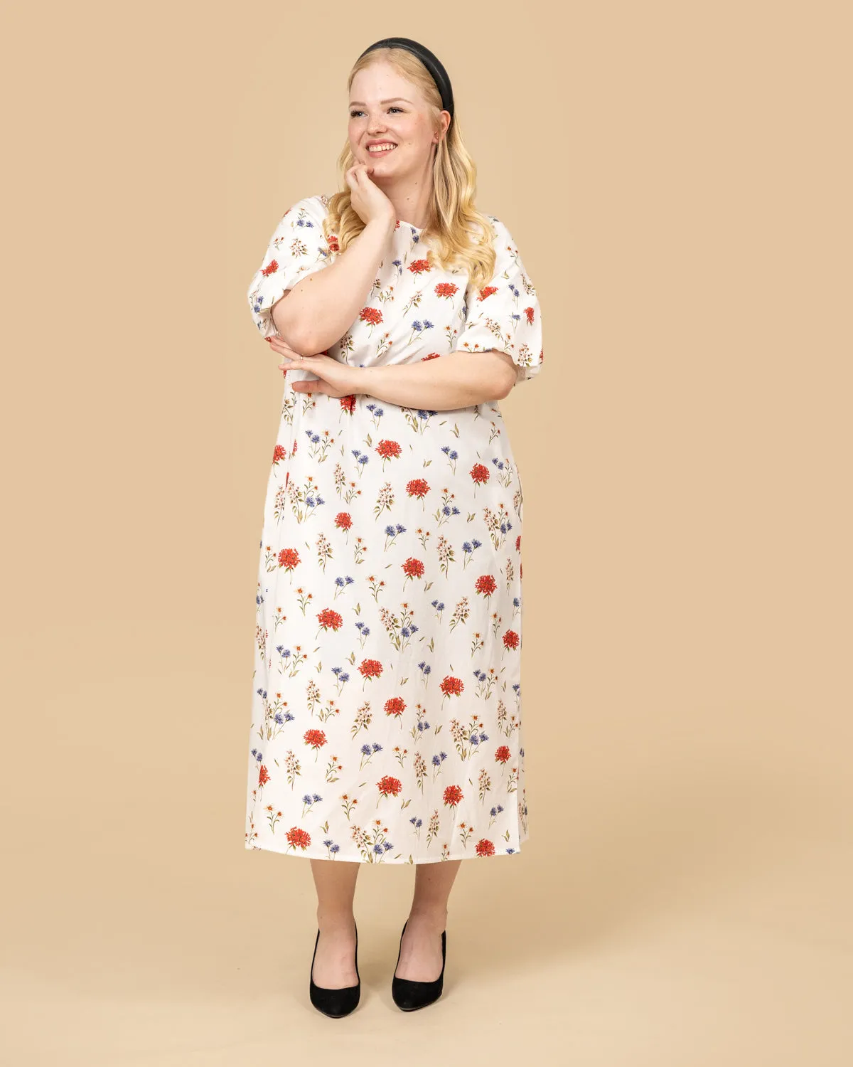 Balloon Sleeve Dress Flowers White sold by Ivalo.com product image thumbnail 3