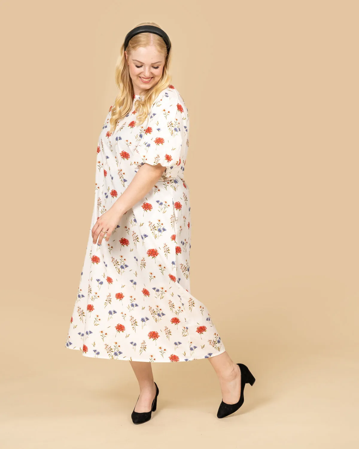 Balloon Sleeve Dress Flowers White sold by Ivalo.com product image thumbnail 4