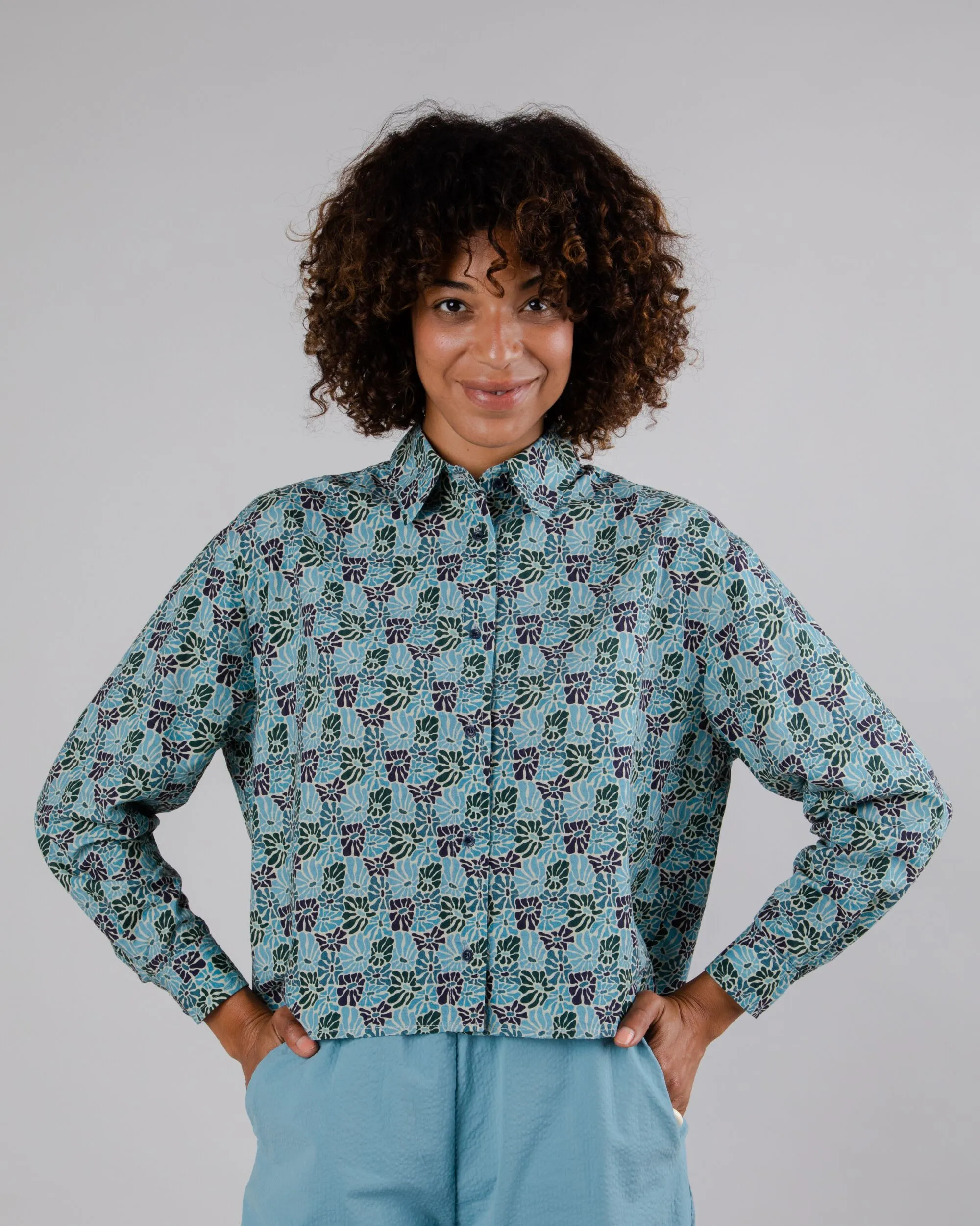 New Spring Boxy Cotton Blouse Blue sold by Ivalo.com