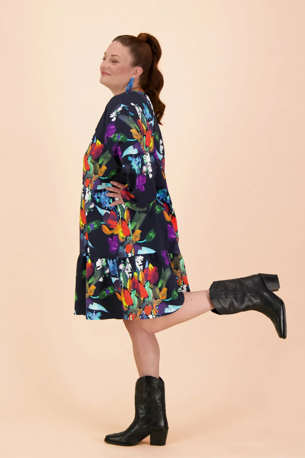 Ruffle Sweatshirt Dress Black Bouquet sold by Ivalo.com product image thumbnail 5