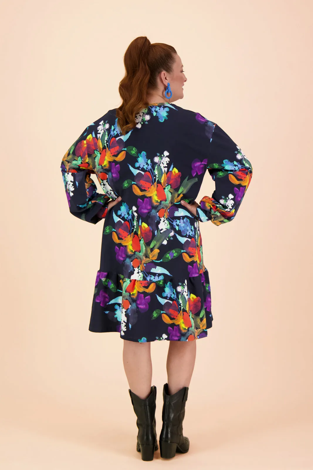 Ruffle Sweatshirt Dress Black Bouquet sold by Ivalo.com product image thumbnail 3