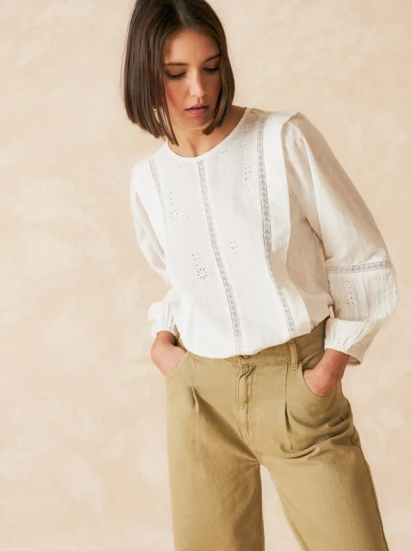 Balloon Sleeve Blouse White sold by Ivalo.com