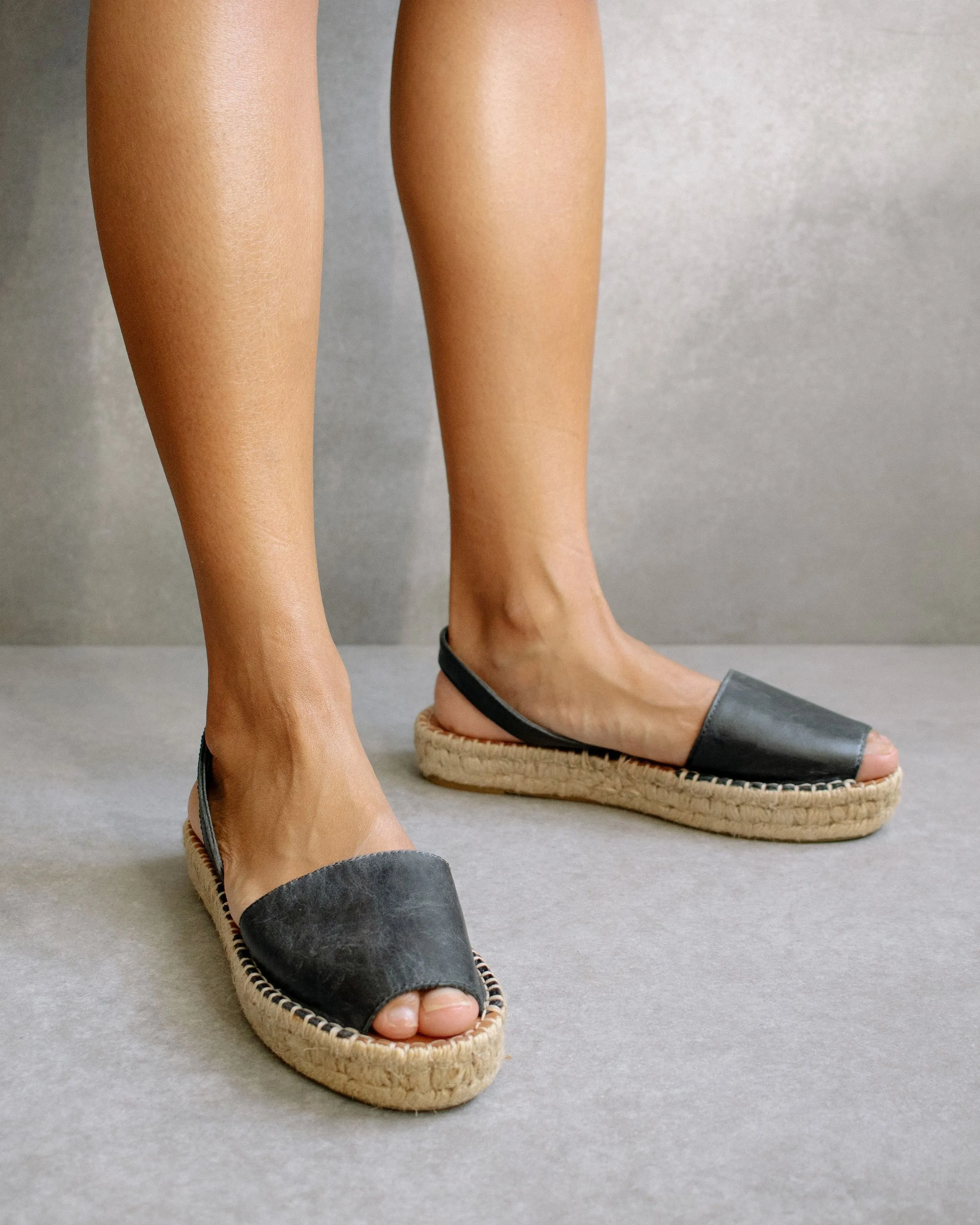 Ibizas Leather Espadrille Sandals Black sold by Ivalo.com