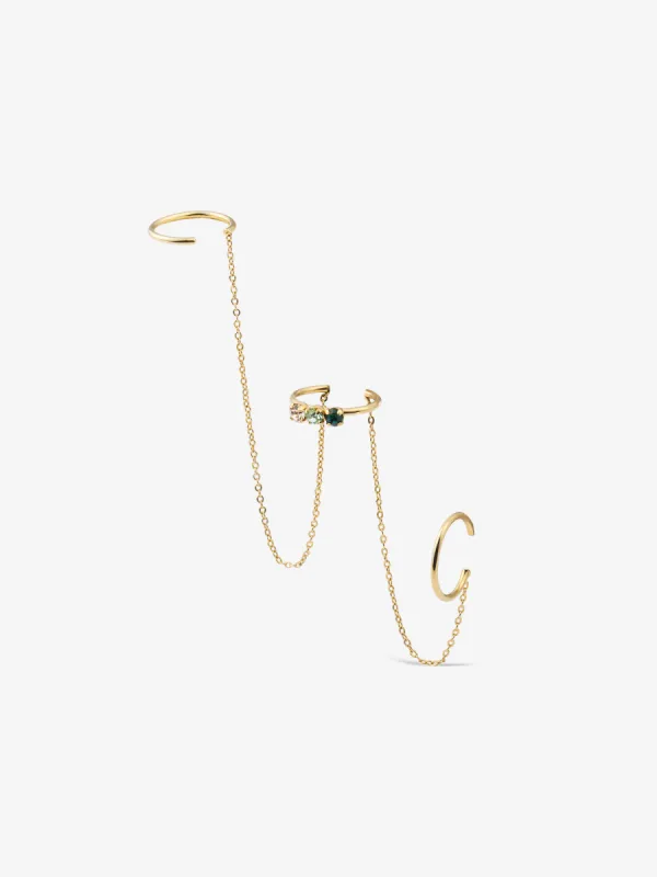 Jude Triple Chain Earring Green sold by Ivalo.com