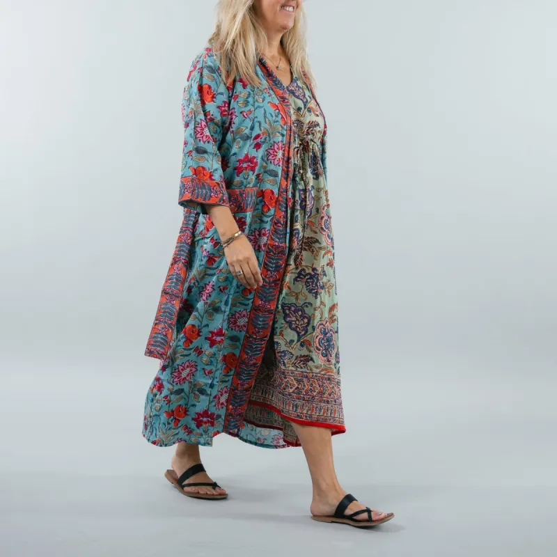 Hand Printed Cotton Kimono Cut Long sold by Ivalo.com