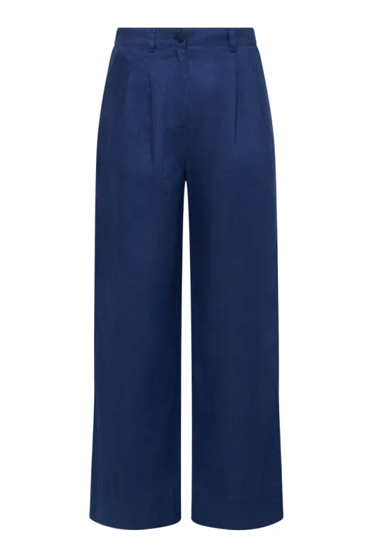Lion Linen Trousers Navy Blue sold by Ivalo.com