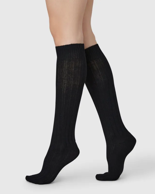 Bodil Chunky Knee-High Wool Socks Black sold by Ivalo.com