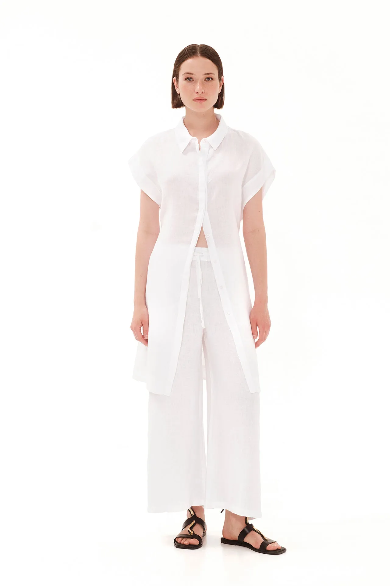 Wide Leg Linen Pants White sold by Ivalo.com