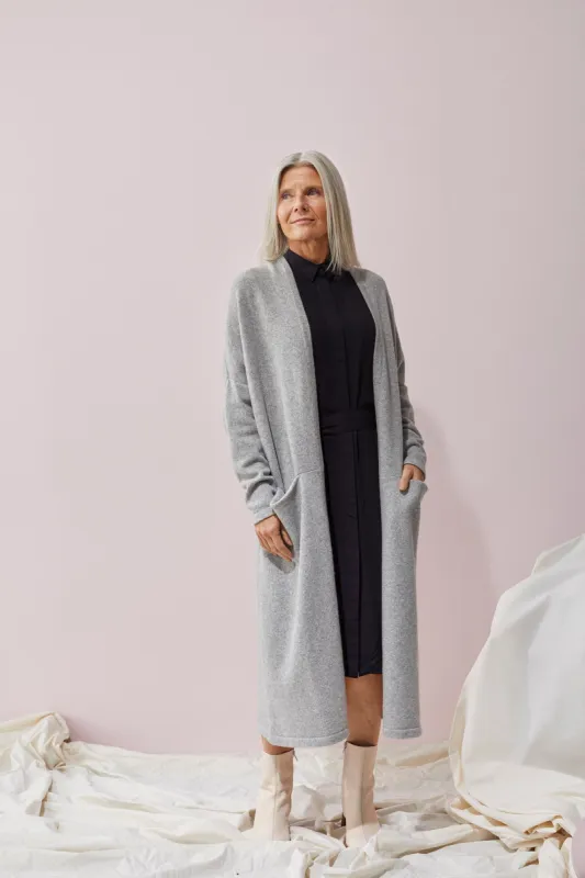 Long Split Cardigan Melange Grey sold by Ivalo.com