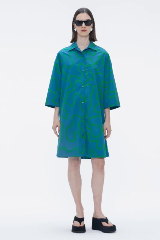 Flying Table Print Dress Petrol sold by Ivalo.com