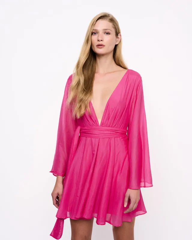 Flared Sleeve Mini Flared Dress Fuchsia sold by Ivalo.com