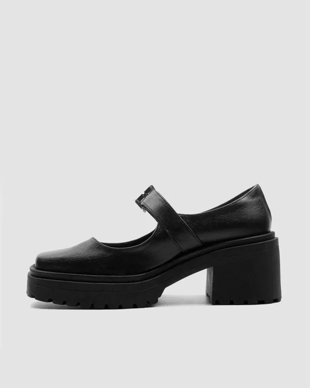 Chunky Heel Vegan Mary Janes Black sold by Ivalo.com