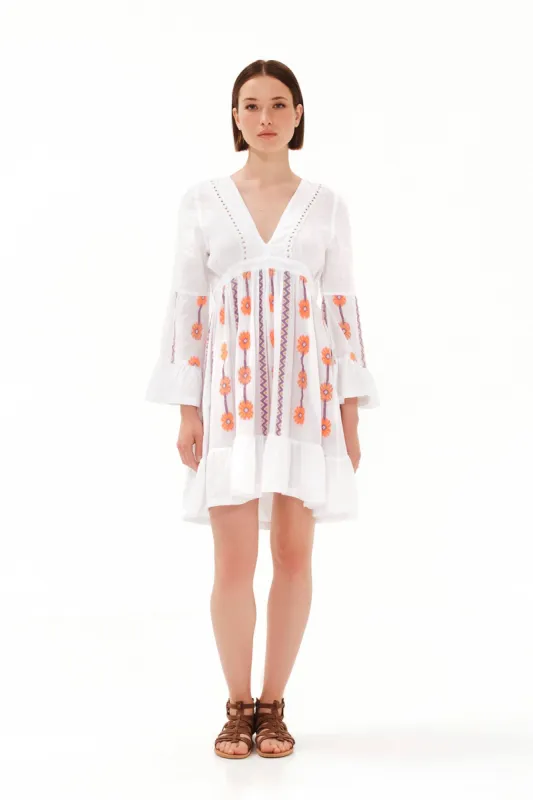 V-Neck Embroidered Cami Dress White sold by Ivalo.com