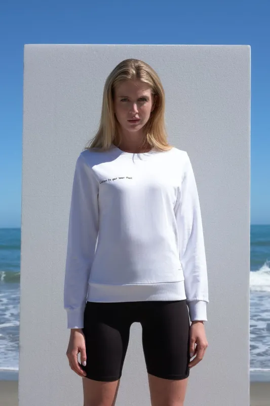 Printed Crew Neck Sweatshirt White sold by Ivalo.com