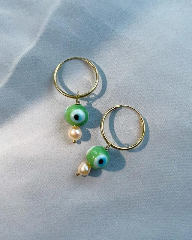Evil Eye Hoops Green sold by Ivalo.com