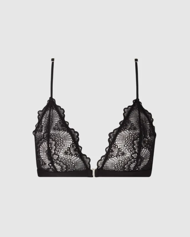Lace Racerback Triangle Bralette Black sold by Ivalo.com