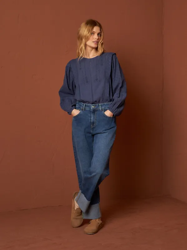 Balloon Sleeve Blouse Blue sold by Ivalo.com