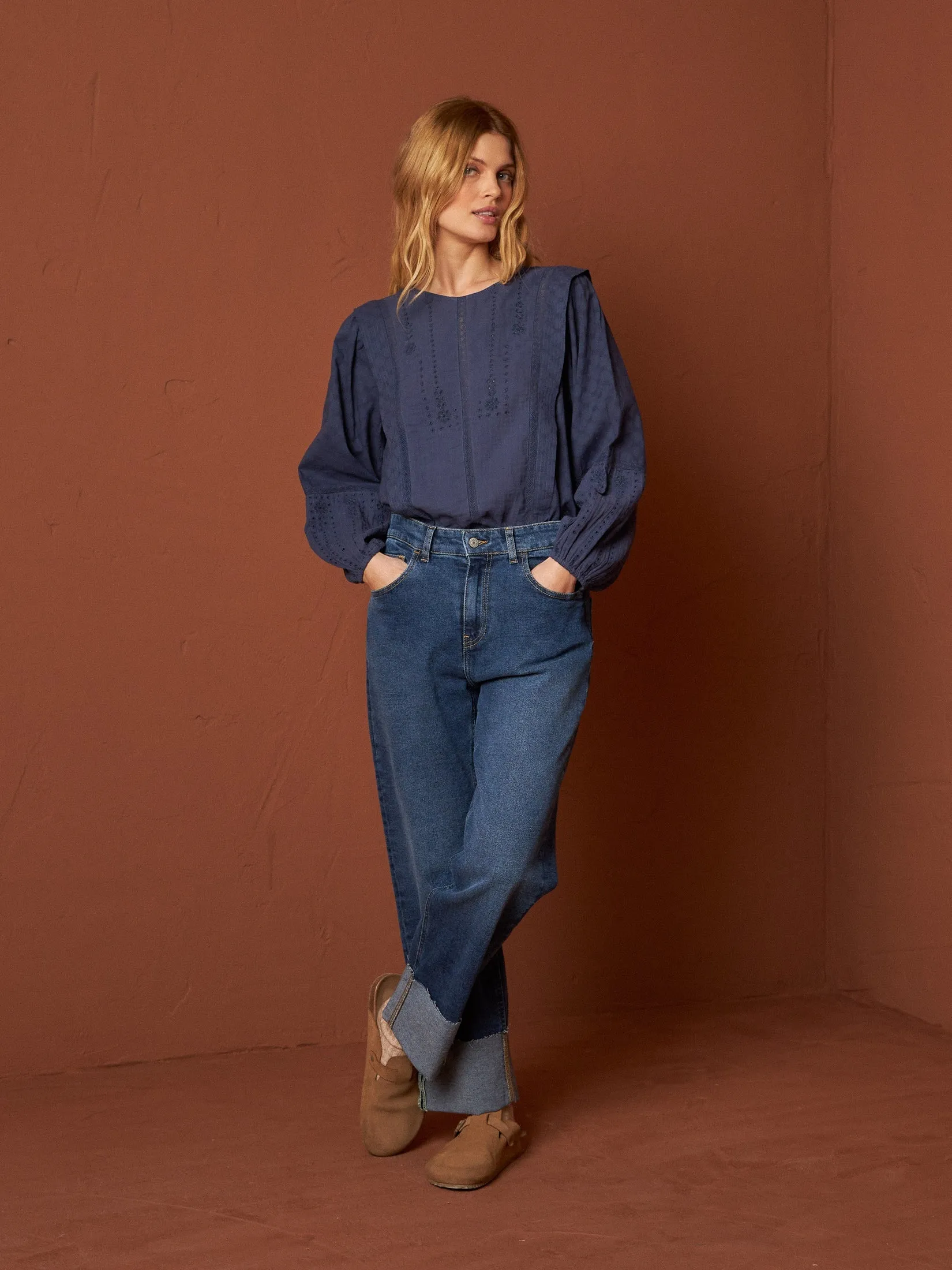 Balloon Sleeve Blouse Blue sold by Ivalo.com