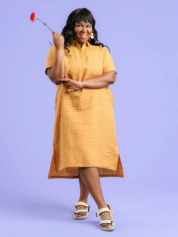 Harper Linen Dress Gingham Orange sold by Ivalo.com