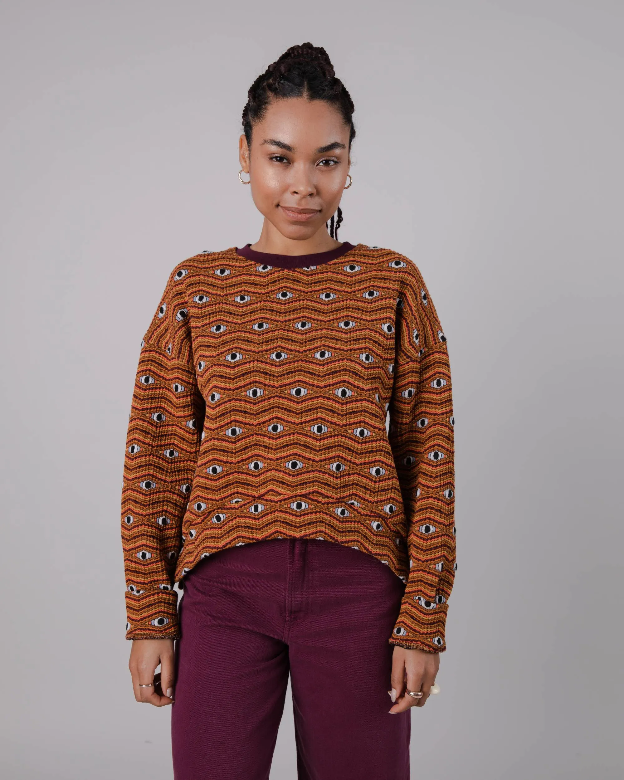 Eyes Jacquard Rounded Sweatshirt Orange sold by Ivalo.com