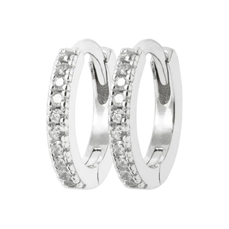 Zirconia Hoopie Earrings Silver sold by Ivalo.com