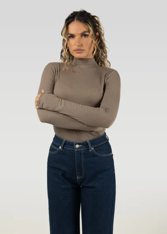 Grace Ribbed Turtleneck Taupe sold by Ivalo.com