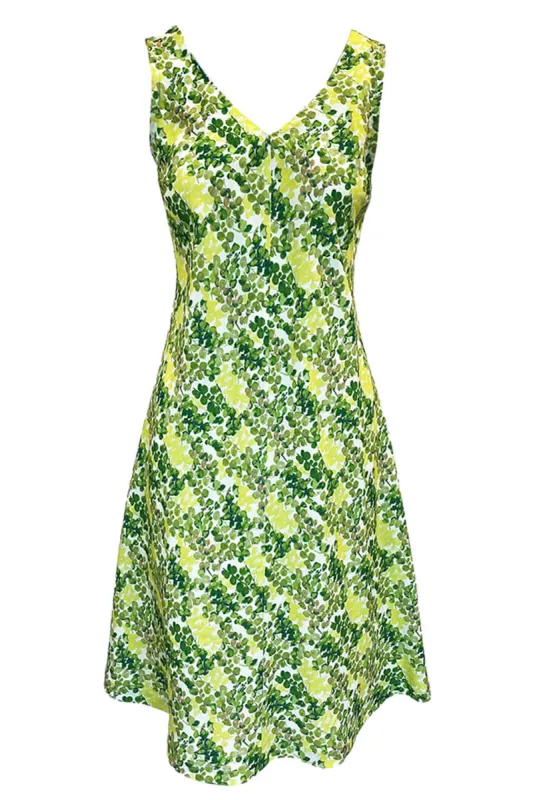V-Neck Printed Linen Blend Dress Green sold by Ivalo.com