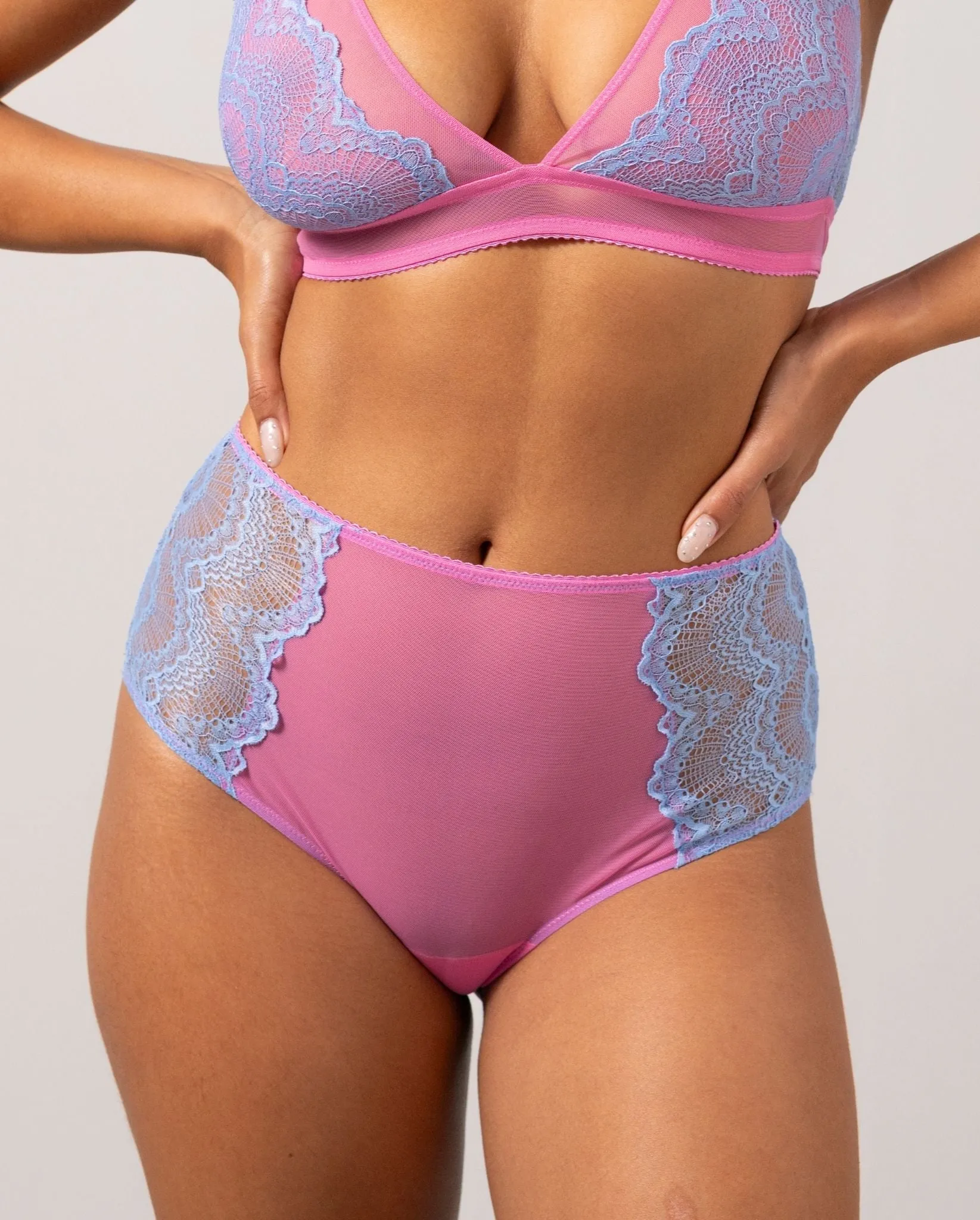 Lace Highwaist Briefs Light Blue Candy Pink sold by Ivalo.com product image thumbnail 2