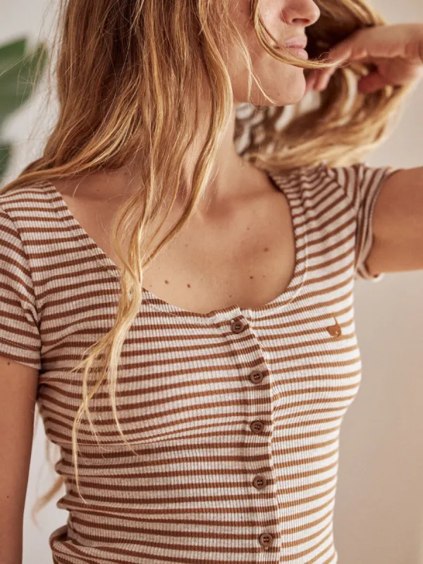 Anda T-Shirt Stripes Camel Brown sold by Ivalo.com