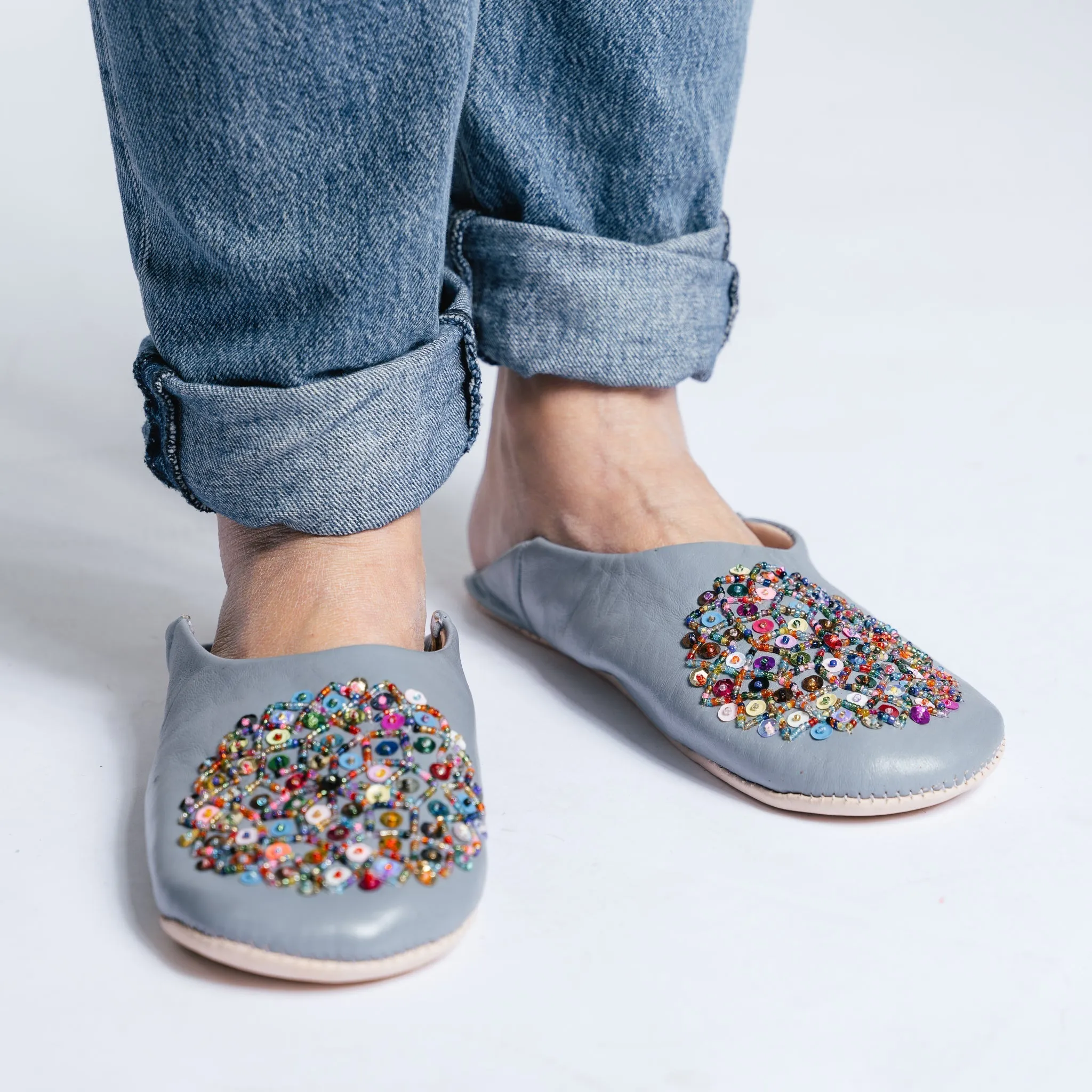 Moroccan Sparkle Slippers Grey sold by Ivalo.com