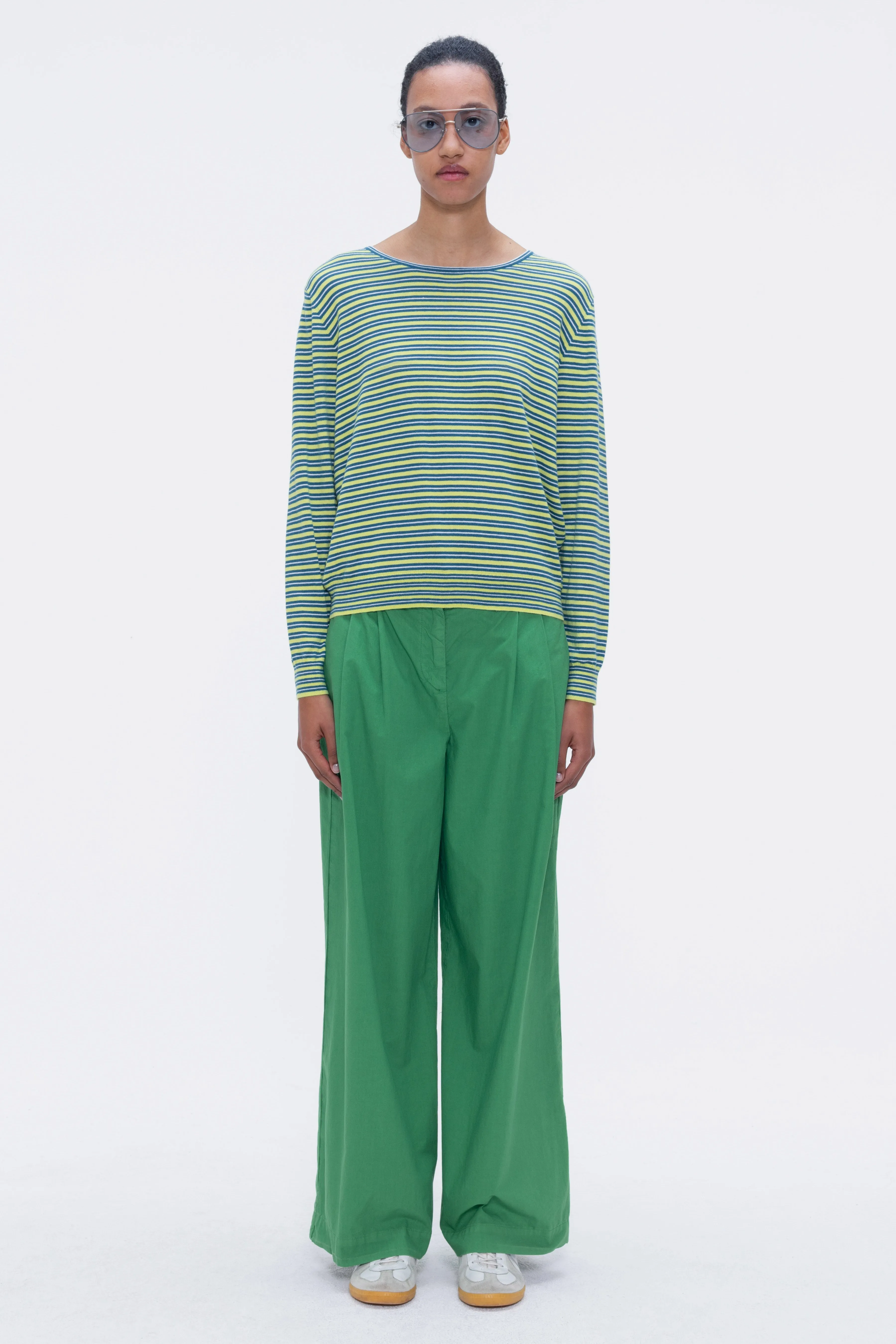 Pumpkin Spice Knitwear Striped Petrol Green sold by Ivalo.com